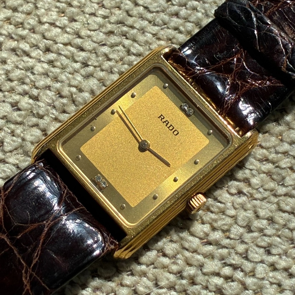 Rado Florence Tank Watch 133.5296.2 Gold Dial Ladies Swiss-For parts & repair!